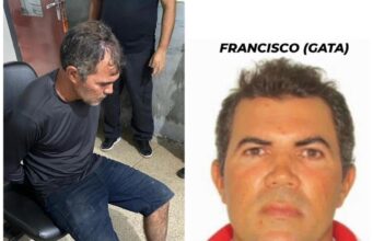 Preso no Tocantins homem apontado como autor de feminicídio na cidade de Praia Norte À esquerda, momento em que o preso foi apresentado na delegacia