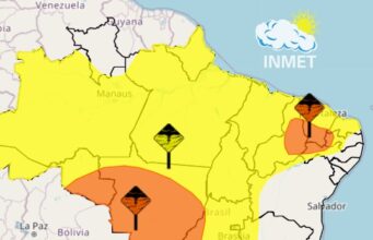 Inmet lança alerta de chuvas fortes para todos os municípios do Maranhão, Tocantins e grande parte do Pará